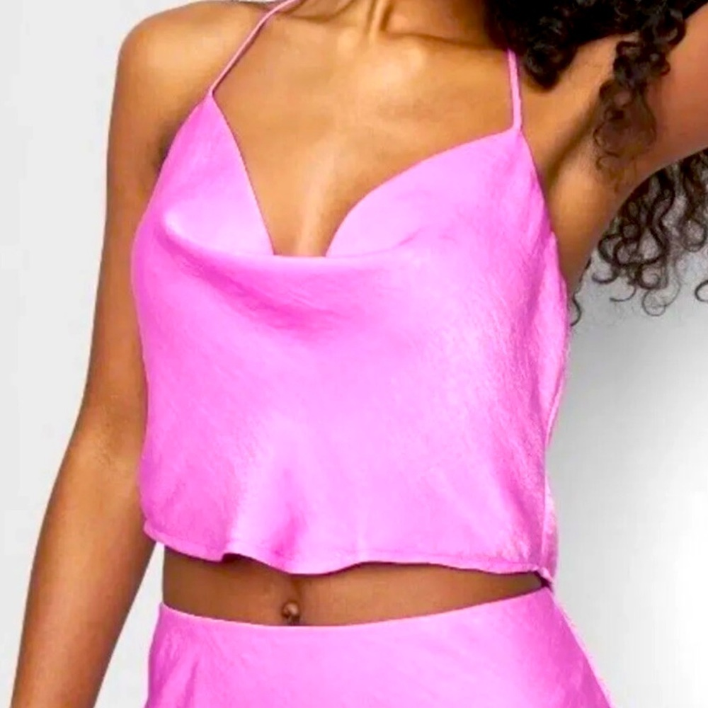 Wild Fable- women’s sleeveless satin scarf top (Vibrant Purple) (Size Small)
